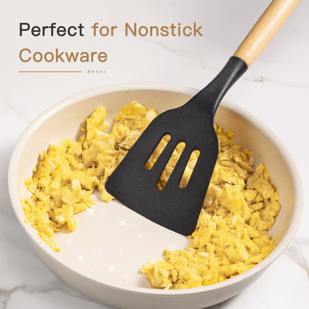 Astercook 39 PCS Kitchen Utensils Set, Silicone Cooking Utensil Sets with Wooden Handle, 446°F Heat Resistant Food Grade Spatula Set, BPA Free Kitchen Gadgets Tools Set & Spoons for Nonstick Cookware - My Kitchen Products