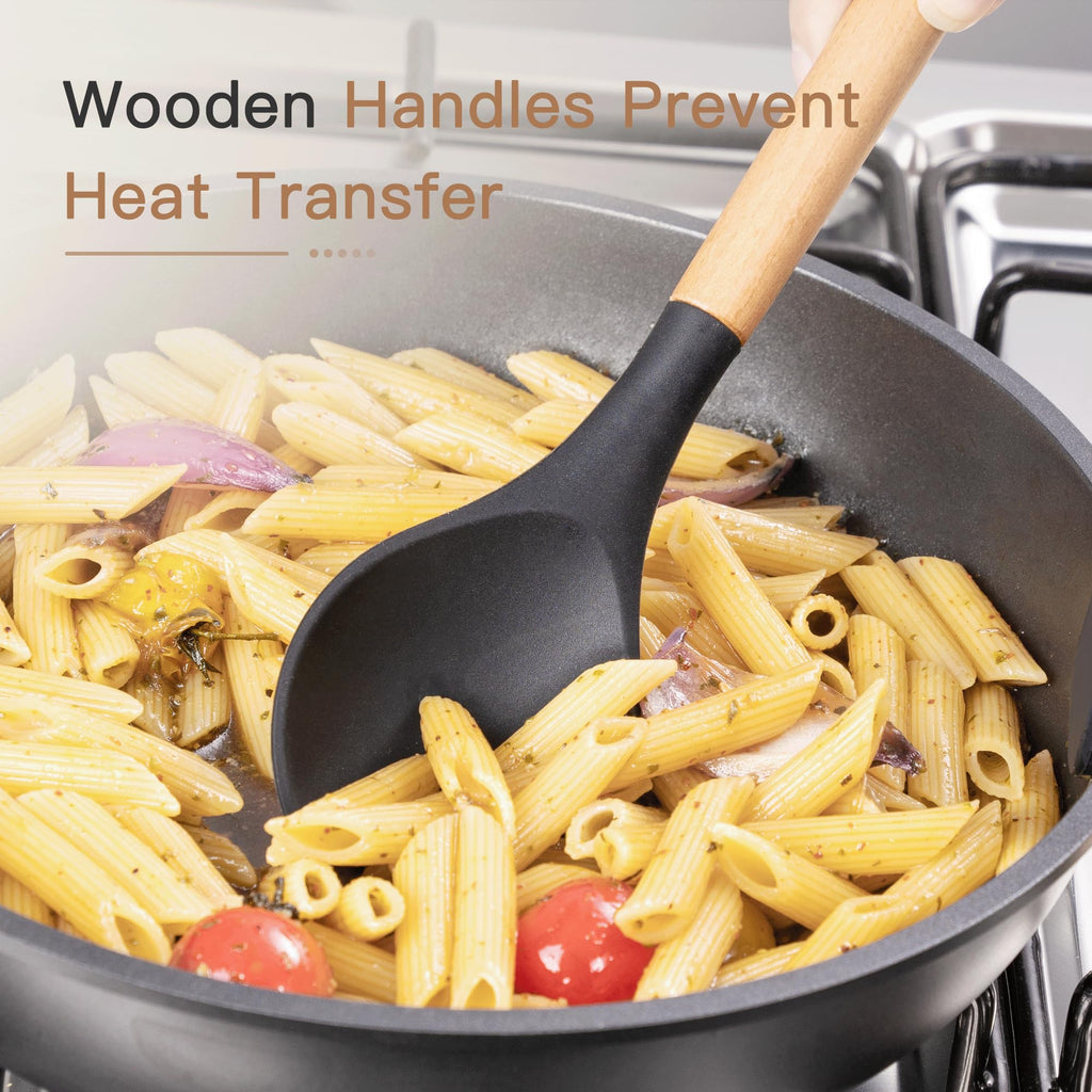 Astercook 39 PCS Kitchen Utensils Set, Silicone Cooking Utensil Sets with Wooden Handle, 446°F Heat Resistant Food Grade Spatula Set, BPA Free Kitchen Gadgets Tools Set & Spoons for Nonstick Cookware - My Kitchen Products