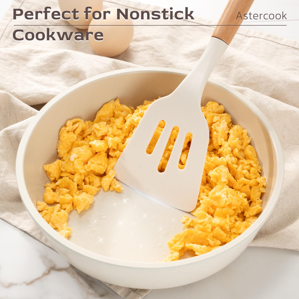 Astercook Kitchen Utensils set, 39 PCS Silicone Cooking Utensils Set with Wooden Handle, 446°F Heat Resistant Food Grade Utensil Sets, BPA Free Kitchen Gadgets Tools Set for Nonstick Cookware (Cream) - My Kitchen Products