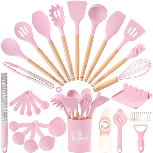 Astercook Kitchen Utensils set, 39 PCS Silicone Cooking Utensils Set with Wooden