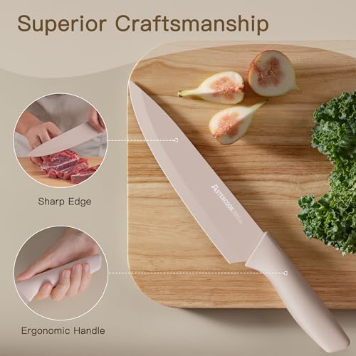 Astercook Knife Set, 13 Pieces Kitchen Knives Set with Healthy Anti-Rust Coating, Dishwasher Safe, Stainless Steel Chef Knife Sets with 6 Blade Guards, Fathers Day Gift for Men - My Kitchen Products