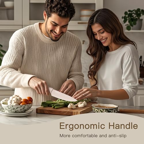 Astercook Knife Set, 13 Pieces Kitchen Knives Set with Healthy Anti-Rust Coating, Dishwasher Safe, Stainless Steel Chef Knife Sets with 6 Blade Guards, Fathers Day Gift for Men - My Kitchen Products