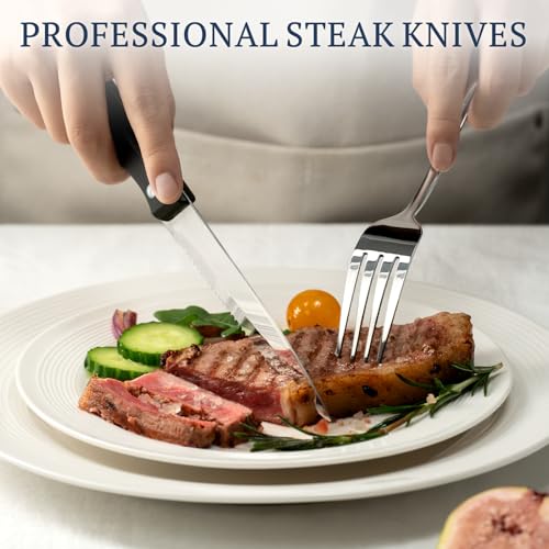 Astercook Silverware Set with Steak Knives 24-Piece Flatware Set for 4 Food-Grade Stainless Steel Cutlery Set Mirror Polished Utensils Set Include Spoons and Forks for Home Kitchen Restaurant - My Kitchen Products