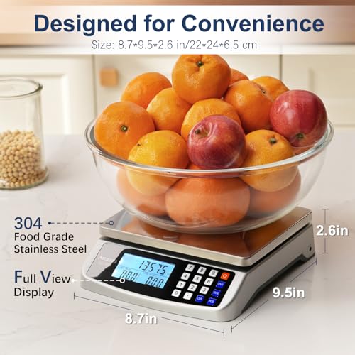 Atogou 110lb Food Scale, Commercial Kitchen Scale with Price Computing, Plug-in Usable, 0.05oz/1g, 304 Stainless Steel, for Cooking, Vegetables, Farm, Industry, Counting. LC300 Silver - My Kitchen Products