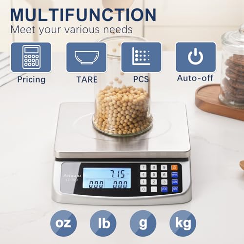 Atogou 110lb Food Scale, Commercial Kitchen Scale with Price Computing, Plug-in Usable, 0.05oz/1g, 304 Stainless Steel, for Cooking, Vegetables, Farm, Industry, Counting. LC300 Silver - My Kitchen Products