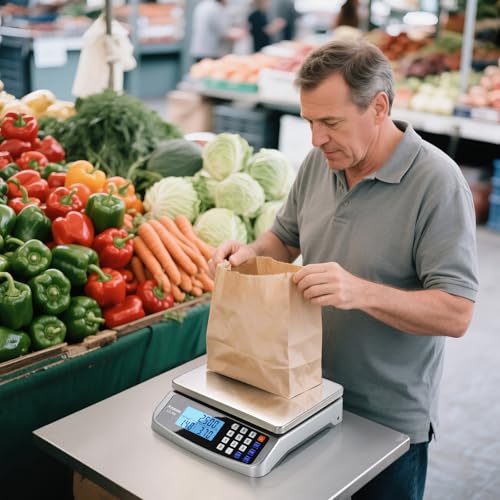 Atogou 110lb Food Scale, Commercial Kitchen Scale with Price Computing, Plug-in Usable, 0.05oz/1g, 304 Stainless Steel, for Cooking, Vegetables, Farm, Industry, Counting. LC300 Silver - My Kitchen Products