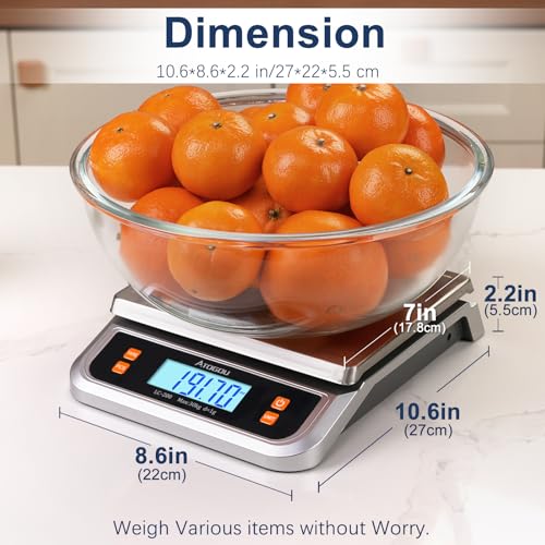 Atogou 88lb Food Scale, Commercial Kitchen Scale Plug-in Usable with Full View LCD Display, Stainless Steel, for Baking, Bread, Cooking, Meat, Vegetables, Farm, Industry LC200 Silver - My Kitchen Products