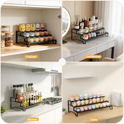 Attelite 3 Tier Expandable Can Rack Organizer for Pantry, Adjustable 13"-21" Metal Soda Can Organizer, Pantry Organization Canned Food Storage Holder for Kitchen Cabinet Countertop, Black 1Pack - My Kitchen Products