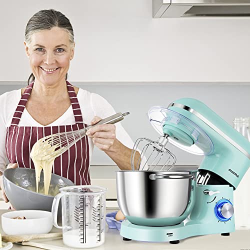 Aucma Stand Mixer,6.5-QT 660W 6-Speed Tilt-Head Food Mixer, Kitchen Electric Mixer with Dough Hook, Wire Whip & Beater (Blue, 6.5QT) - My Kitchen Products