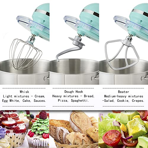 Aucma Stand Mixer,6.5-QT 660W 6-Speed Tilt-Head Food Mixer, Kitchen Electric Mixer with Dough Hook, Wire Whip & Beater (Blue, 6.5QT) - My Kitchen Products