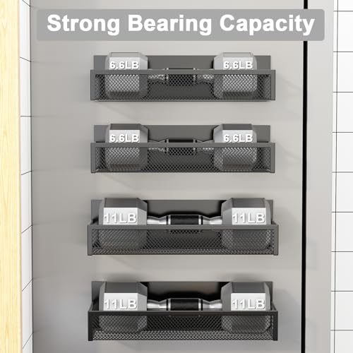 Aufworld Magnetic Spice Rack for Refrigerator, 4 Pack Magnetic Shelf, Fridge Magnet Organizer with Moveable 8 Hooks, Magnetic Fridge Shelf for Kitchen Organization and Storage (4 Pack) - My Kitchen Products