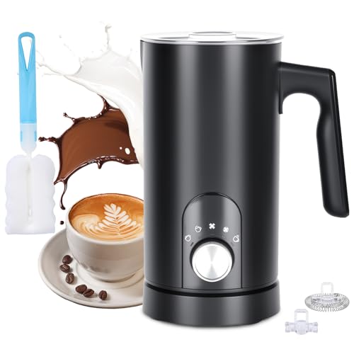 AUFXKOO 5-in-1 Milk Frother and Steamer,12oz/350ml Electric Milk Steamer,Automatic Cold and Hot Foam maker for Lattes,Coffee,Macchiato,Matcha,Non-stick Coating Interior.(Black） - My Kitchen Products