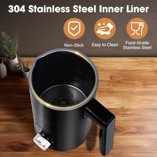 AUFXKOO 5-in-1 Milk Frother and Steamer,12oz/350ml Electric Milk Steamer,Automatic Cold and Hot Foam maker for Lattes,Coffee,Macchiato,Matcha,Non-stick Coating Interior.(Black） - My Kitchen Products