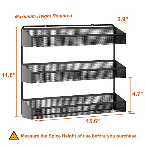 AULEDIO 2 Pack Spice Rack Organizer, 3 Tier Counter-top Stand or Wall Mounted Storage Rack Hanging Shelf for Kitchen Cabinet, Cupboard, Pantry Door Bathroom Shower Cosmetic (Black) - My Kitchen Products