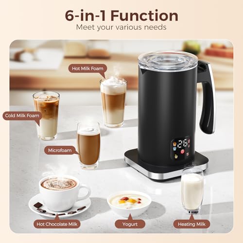 Automatic Milk Frother 6-in-1, Electric Milk Frother and Steamer 420ml, Milk Steamer and Frother for Latte, Coffee Frother Machine, Warm and Hot Chocolate Maker, Cold Foam Maker, Cappuccinos - My Kitchen Products