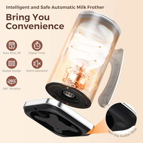 Automatic Milk Frother 6-in-1, Electric Milk Frother and Steamer 420ml, Milk Steamer and Frother for Latte, Coffee Frother Machine, Warm and Hot Chocolate Maker, Cold Foam Maker, Cappuccinos - My Kitchen Products