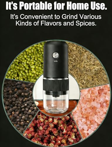Automatic Spice Grinder Rechargeable Salt Mill Pepper Grinder Electric Coffee Grinder Adjustable Coarseness Removable Design Kitchen Tool (Grinder Z Black) - My Kitchen Products