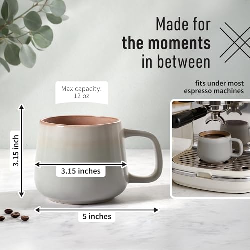 Ava Nord Ceramic Coffee Mugs Set of 4 | 12 oz Stoneware Coffee Cups | Lead-Free, Non-Toxic | Microwave and Dishwasher Safe | Comfortable Handle | Aesthetic Nordic Design for Tea and Latte | Sage Ash - My Kitchen Products