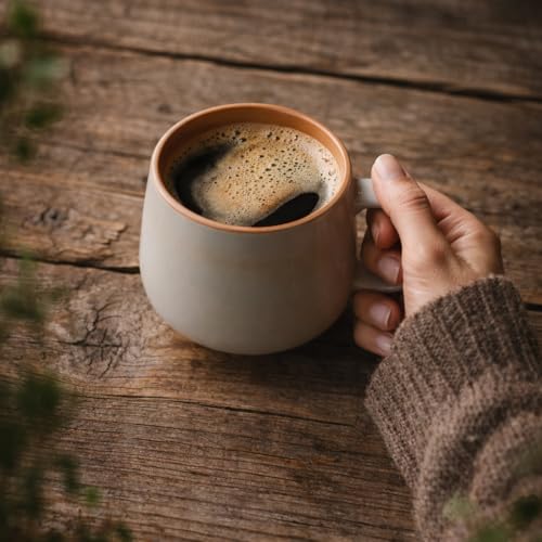 Ava Nord Ceramic Coffee Mugs Set of 4 | 12 oz Stoneware Coffee Cups | Lead-Free, Non-Toxic | Microwave and Dishwasher Safe | Comfortable Handle | Aesthetic Nordic Design for Tea and Latte | Sage Ash - My Kitchen Products