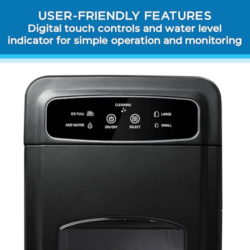 Avanti Ice Maker Mighty Ice Countertop Design Makes 26 Pounds of Bullet-Shaped Ice Cubes in 24 Hours, Digital Touch Controls and Self Cleaning Function, Includes Scoop, Black - My Kitchen Products