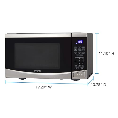 Avanti Microwave Oven 900-Watts Compact with 10 Power Levels and 6 Pre Cooking Settings, Speed Defrost, Electronic Control Panel and Glass Turntable, 0.9-Cu.Ft., Stainless Steel - My Kitchen Products