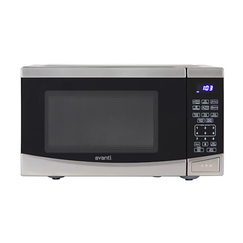 Avanti Microwave Oven 900-Watts Compact with 10 Power Levels and 6 Pre Cooking Settings, Speed Defrost, Electronic Control Panel and Glass Turntable, 0.9-Cu.Ft., Stainless Steel - My Kitchen Products