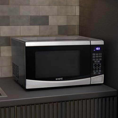 Avanti Microwave Oven 900-Watts Compact with 10 Power Levels and 6 Pre Cooking Settings, Speed Defrost, Electronic Control Panel and Glass Turntable, 0.9-Cu.Ft., Stainless Steel - My Kitchen Products