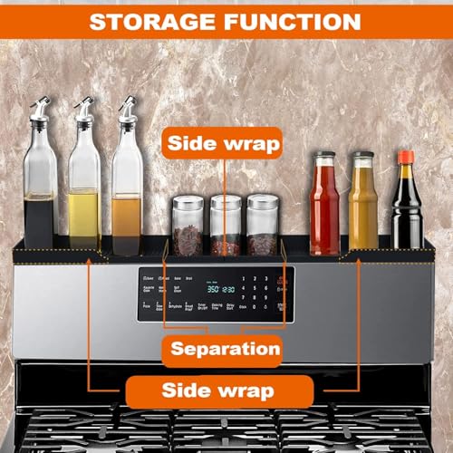 AWOKE Stove Top Shelf 30 Inch - Silicone Material Magnetic Shelf for Stove - 3 Functional Partitions Kitchen Spice Rack Organizer-Black,Kitchen Gadgets Storage Organization - My Kitchen Products
