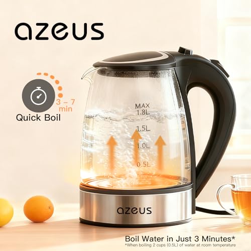 AZEUS Electric Kettle 1500W Tea Kettle, 1.8L Large Capacity with Auto Shut-Off and Boil-Dry Protection, BPA-Free - My Kitchen Products