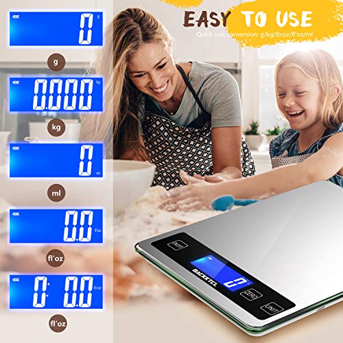 BACK KTCL''Cooking Master' 22lb Digital Kitchen Scale,Food Scale Measures in Grams and Ounces for Weight Cooking Baking,1g/0.1oz Precise Graduation,Stainless Steel and Tempered Glass - My Kitchen Products