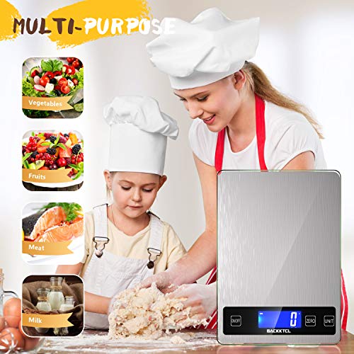 BACK KTCL''Cooking Master' 22lb Digital Kitchen Scale,Food Scale Measures in Grams and Ounces for Weight Cooking Baking,1g/0.1oz Precise Graduation,Stainless Steel and Tempered Glass - My Kitchen Products