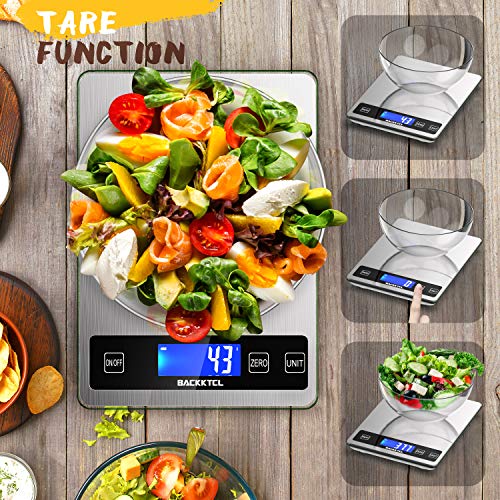 BACK KTCL''Cooking Master' 22lb Digital Kitchen Scale,Food Scale Measures in Grams and Ounces for Weight Cooking Baking,1g/0.1oz Precise Graduation,Stainless Steel and Tempered Glass - My Kitchen Products