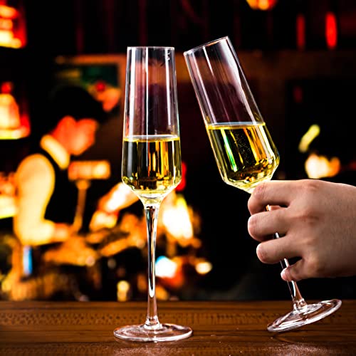 BACLIFE Champagne Flutes - Hand Blown Elegant Champagne Glasses Set of 6 - Unique Gift for Father's Day, Birthday, Wedding - Ideal for Wine Tasting, Daily Use - 7.5 oz, Clear - My Kitchen Products