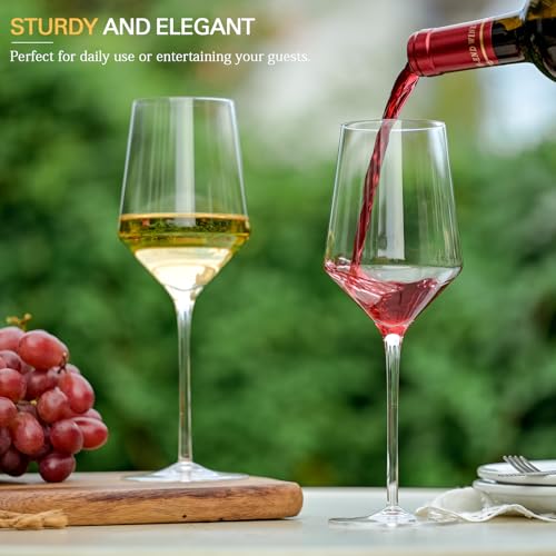 BACLIFE Hand Blown Red Wine Glasses Set of 4 – 15 oz Premium Crystal Wine Glasses With Long Stem – Unique Gift for Father's Day, Birthday, Wedding, Daily Use - My Kitchen Products