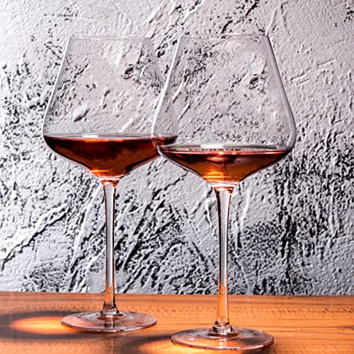 BACLIFE Hand Blown Red Wine Glasses Set of 4 – 23 oz Burgundy Wine Glasses With Long Stem – Large Premium Crystal Wine Glass – Unique Gift for Wedding, Anniversary, Father’s Day – Clear - My Kitchen Products