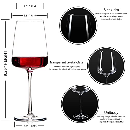 BACLIFE Hand Blown Red Wine Glasses Set of 4 – Premium Crystal Wine Glasses With Long Stem,19 oz – Unique Gift for Father's Day, Wedding, Birthday – Ideal for Restaurants,Home Bar - My Kitchen Products