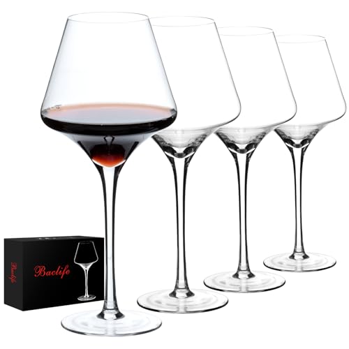 BACLIFE Red Wine Glasses Set of 4, 20 oz Premium Crystal Wine Glass With Long