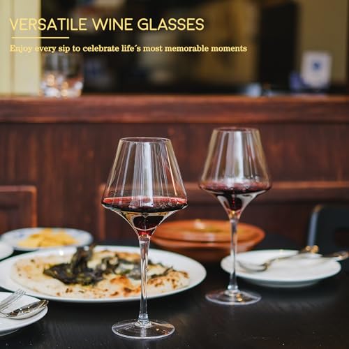 BACLIFE Red Wine Glasses Set of 4 – 20 oz Premium Crystal Wine Glass With Long Stem – Hand Blown Large Burgundy Wine Glasses for Wedding, Anniversary, Christmas - My Kitchen Products