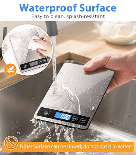 BakFee Food Scale - 15kg/33lb Digital Kitchen Scale with Full-View LCD Display, Grams and Ounces, Easy Clean Stainless Steel, 6 Units with Tare Function, Precise for Baking, Cooking & Meal Prep, Black - My Kitchen Products