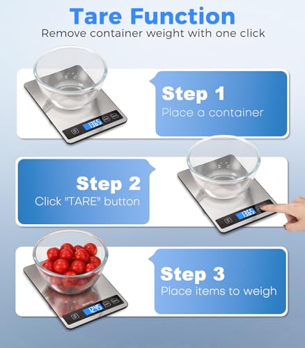 BakFee Food Scale - 15kg/33lb Digital Kitchen Scale with Full-View LCD Display, Grams and Ounces, Easy Clean Stainless Steel, 6 Units with Tare Function, Precise for Baking, Cooking & Meal Prep, Black - My Kitchen Products