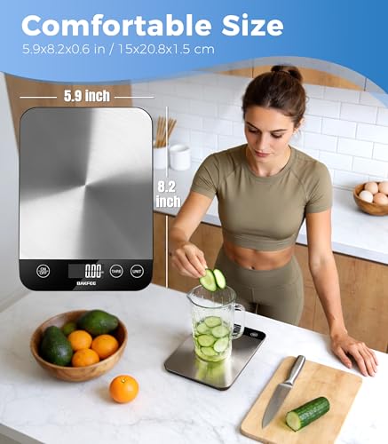 BakFee Food Scale, 33lb Rechargeable Kitchen Scale with Stainless Steel, Grams and Ounces, USB Charging, 1g High Accuracy for Baking, Cooking & Food Prep, Black, BK806 - My Kitchen Products