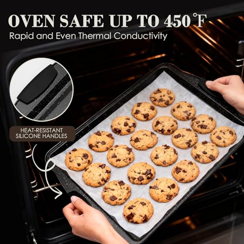 Baking Pans Set Nonstick, Bakeware Sets Stackable with Silicone Handles, AIVIKI 22 Pieces Oven Pan for Cooking Including Baking Cookie Sheet with Rack, Roast Pan, Cake Pan, Loaf Pan, Muffin Pan, Black - My Kitchen Products