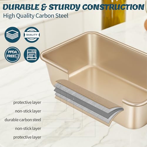Baking Pans Set, Nonstick Stackable Bakeware Sets, Oven Pans for Cooking, AIVIKI 6 Pieces Baking Sheets Set Including Cookie Sheet, Deep Roaster Pan, Square Pan, Loaf Pan, Muffin Pan, Carbon Steel - My Kitchen Products