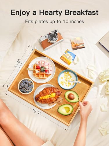 Bamboo Bed Tray Table with Foldable Legs, Breakfast Tray for Sofa, Bed, Eating, Working, Used As Laptop Desk Snack Tray by Pipishell - My Kitchen Products