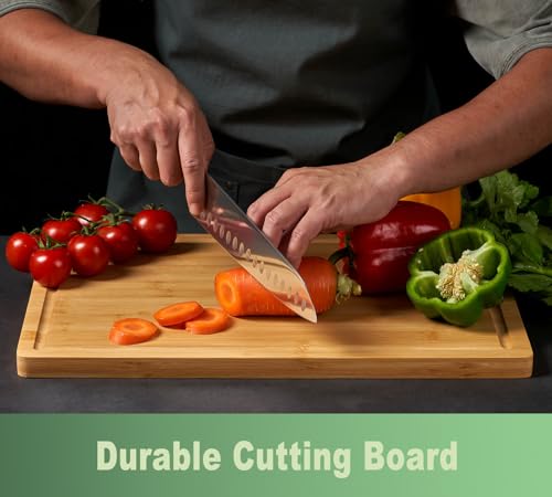 Bamboo Cutting Board for Kitchen, 18" Large Wood Charcuterie Cheese Board, Wooden Chopping Block with Side Handles and Juice Grooves - My Kitchen Products