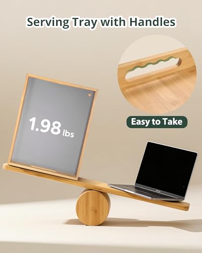 Bamboo Serving Tray, Breakfast in Bed Tray with Removable Silicone Mat, for Pantry Living Room Bathroom Tea Bar - My Kitchen Products