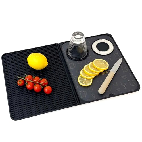 Bar Mat, Bar Accessories, Multifunctional Folding Cocktail Mat with Cutting
