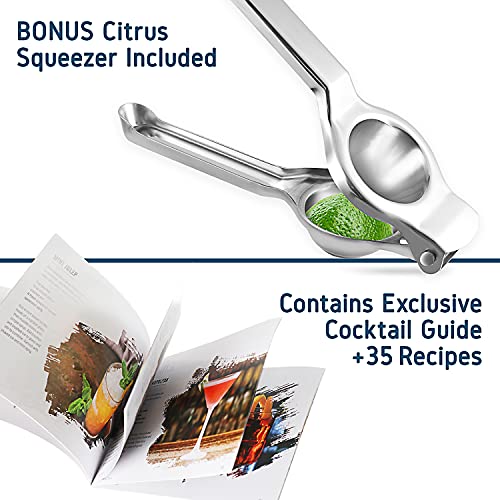 Bar Set Cocktail Shaker Set, Stainless Steel Mixology Bartender Kit, 16 Piece Cocktail Kit, Silver Cocktail Set, Bar Tools: 30oz Martini Shaker, Muddler, Bar Kit Cocktail Book, Jigger and Pourers - My Kitchen Products