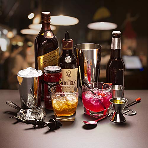 Bar Set Cocktail Shaker Set, Stainless Steel Mixology Bartender Kit, 16 Piece Cocktail Kit, Silver Cocktail Set, Bar Tools: 30oz Martini Shaker, Muddler, Bar Kit Cocktail Book, Jigger and Pourers - My Kitchen Products