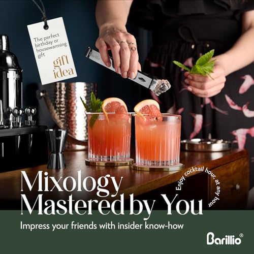 Barillio Black Bartender Kit - Stainless-Steel Cocktail Shaker Set w/Black Bamboo Stand - Mixology Bar Tools w/Drink Shaker, Mixer and Muddler for Cocktails - Home Bar Accessories - 23-Pc Bar Set - My Kitchen Products